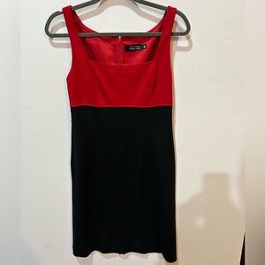 Teri Jon by Rickie Freeman 100% Wool Red and Black Mini Dress Sz 6 *notes